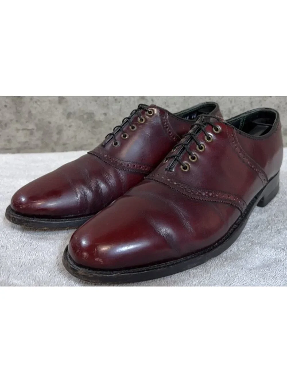 Vintage Florsheim Imperial Cap Toe Oxford Burgundy Leather Men's Size 7.5D